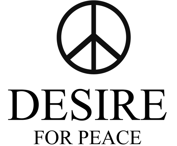 Peace symbol with 'Desire for Peace' text on a white background